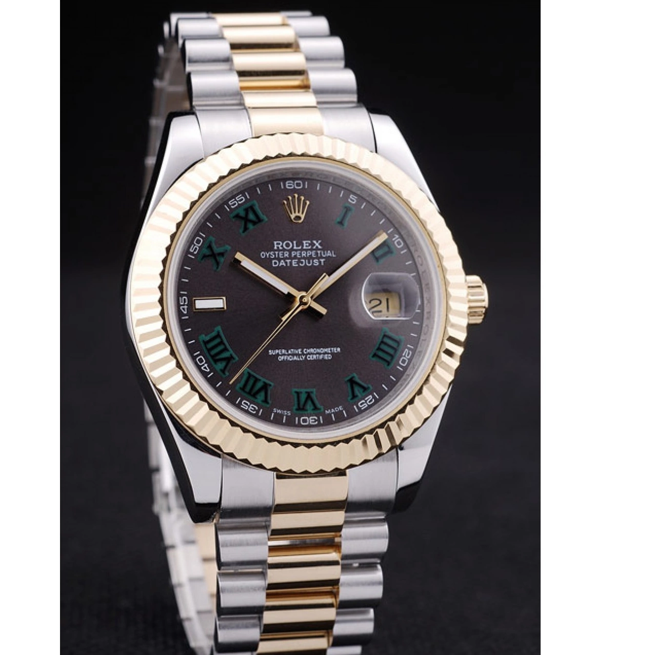 Aaa replica watch Datejust Bezel Grey Gold Rolex Ribbed 7479 Dial 0801
